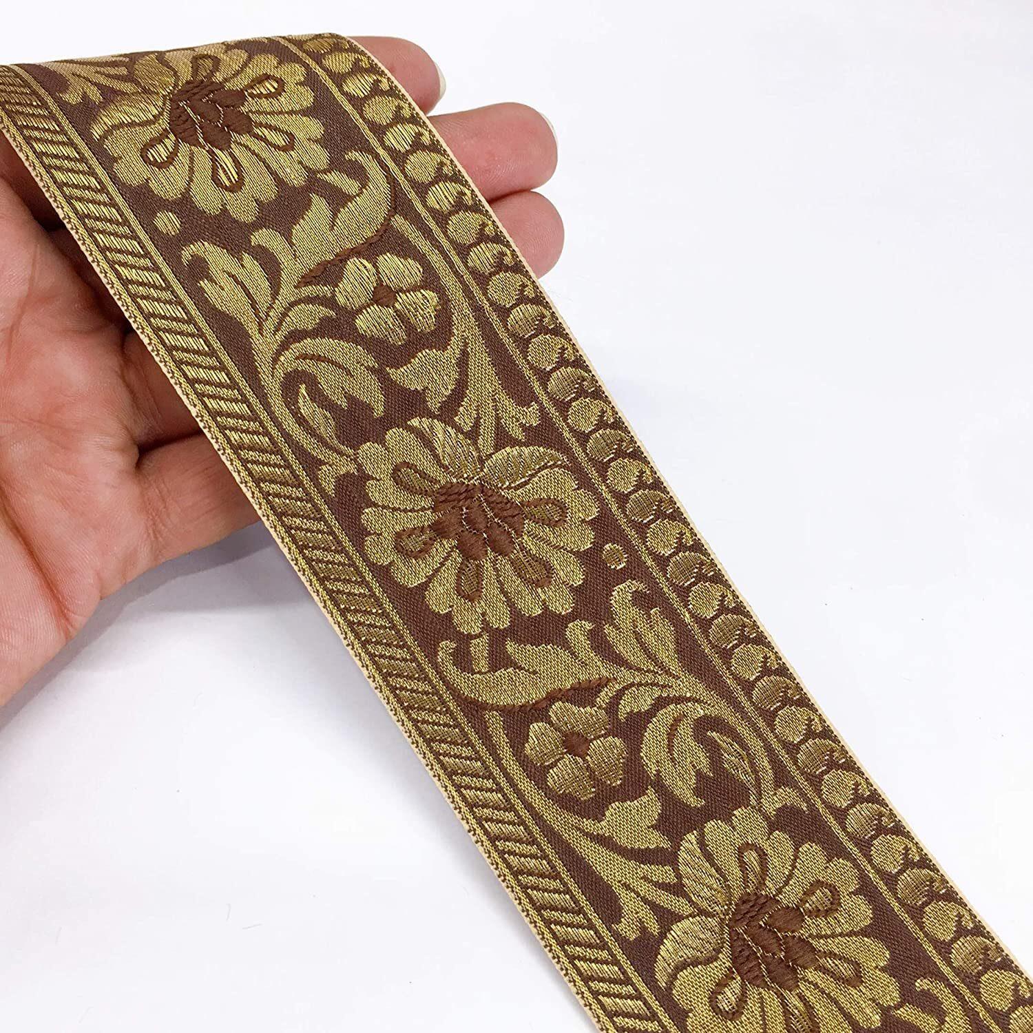 55mm Flower Design Jacquard, shown on white cotton