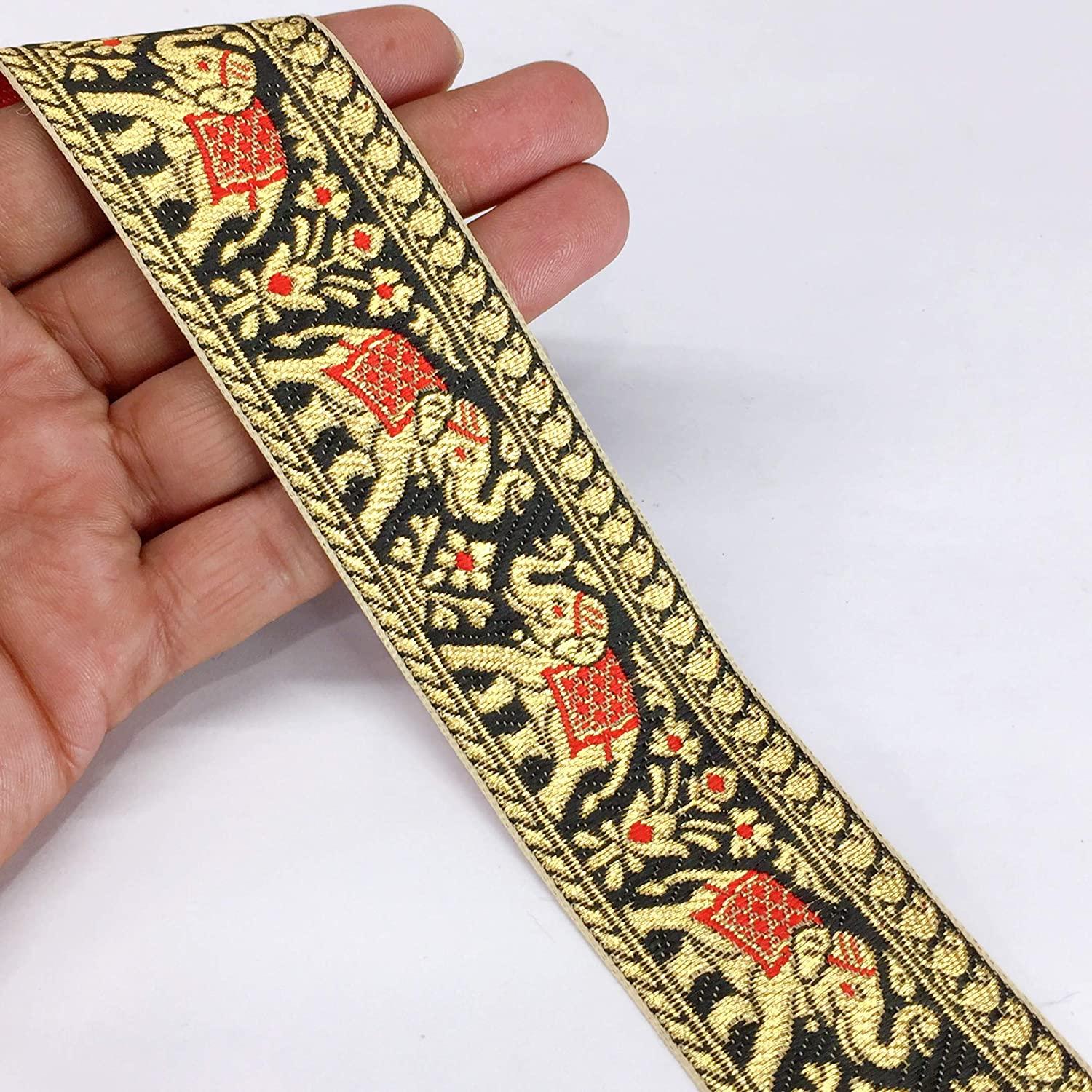 35mm Jacquard Elephant Design, shown on white cotton