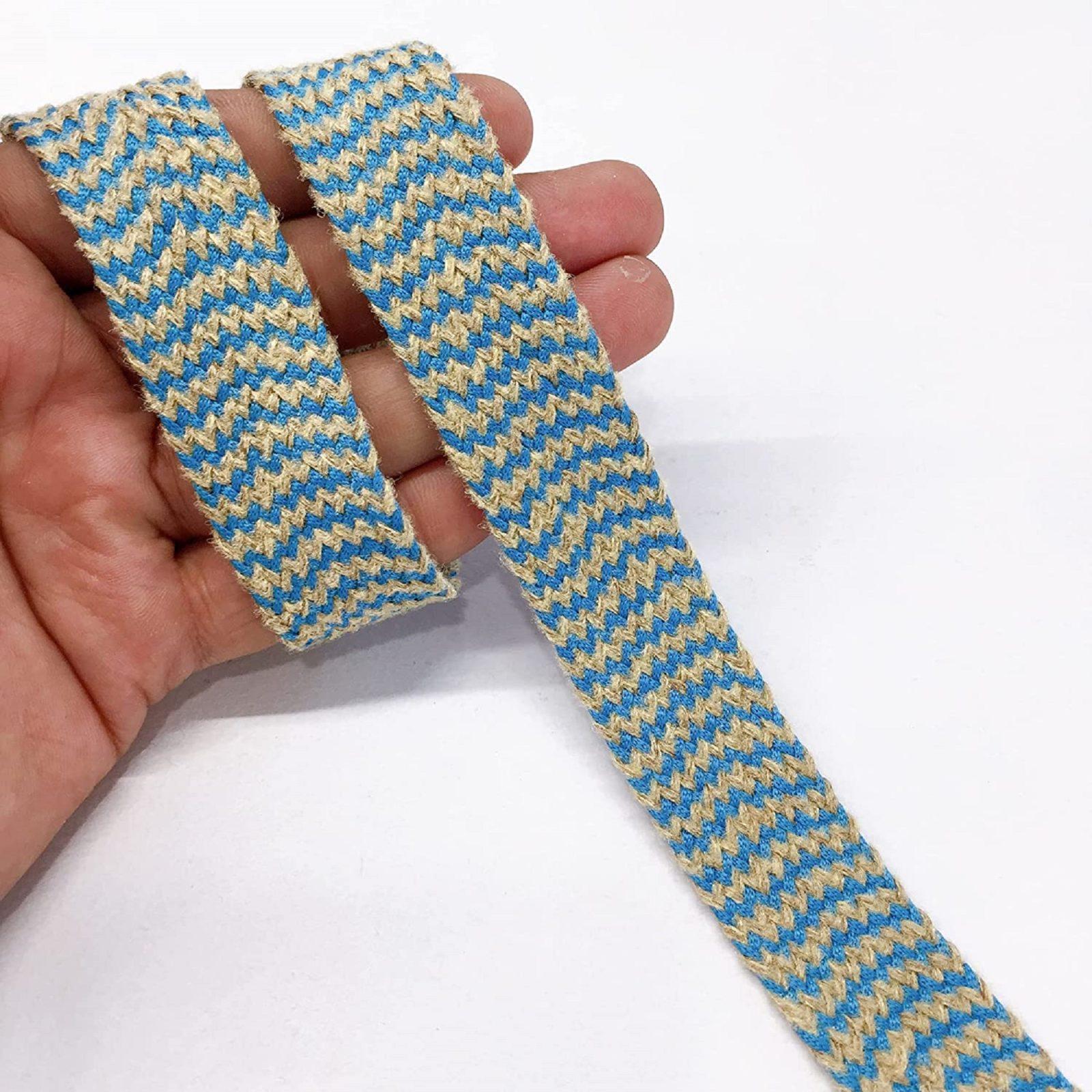 20mm Jute Natural Jute Burlap Ribbon Lace, shown on white cotton