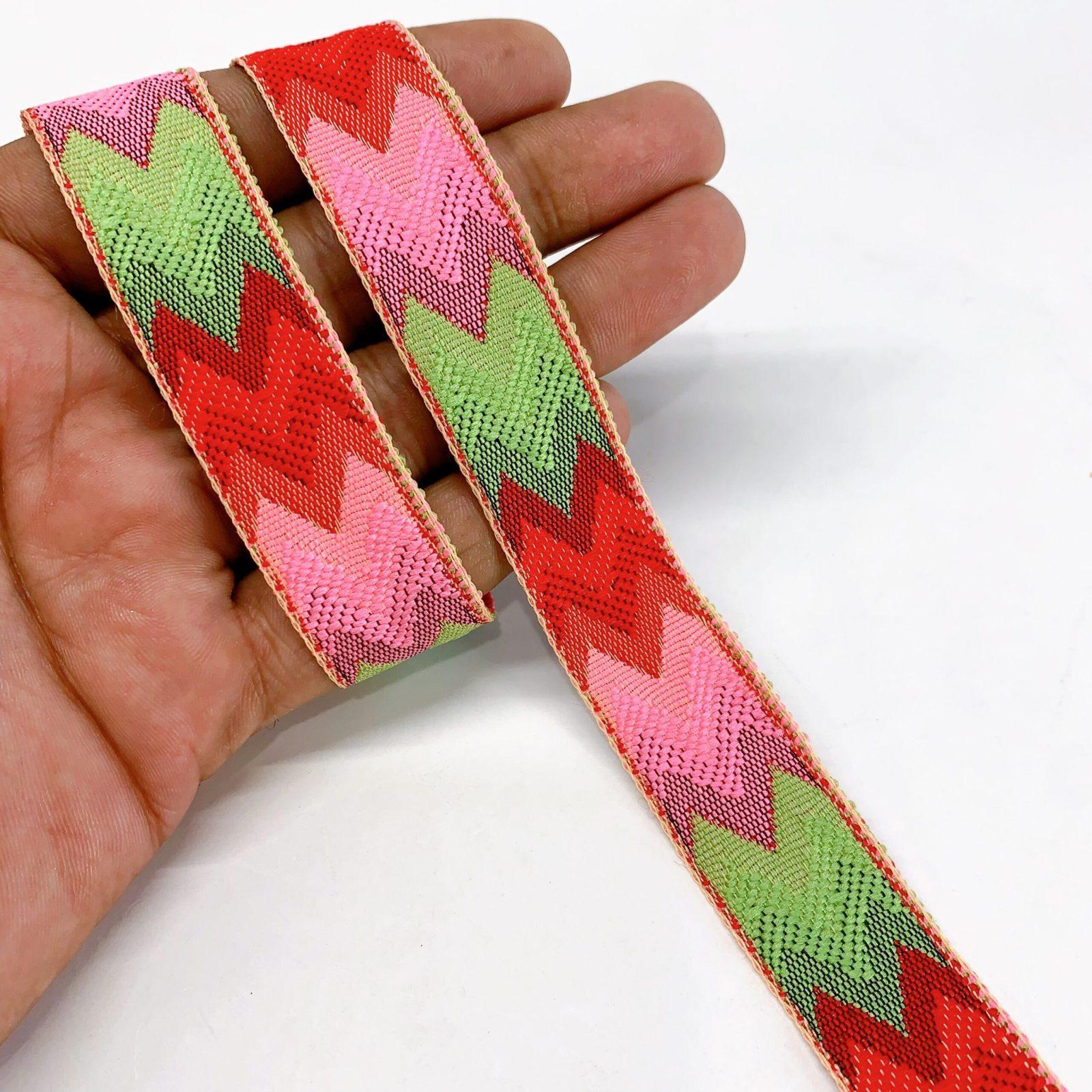 20mm Colorfull Shade Design Jacquard, shown on white cotton