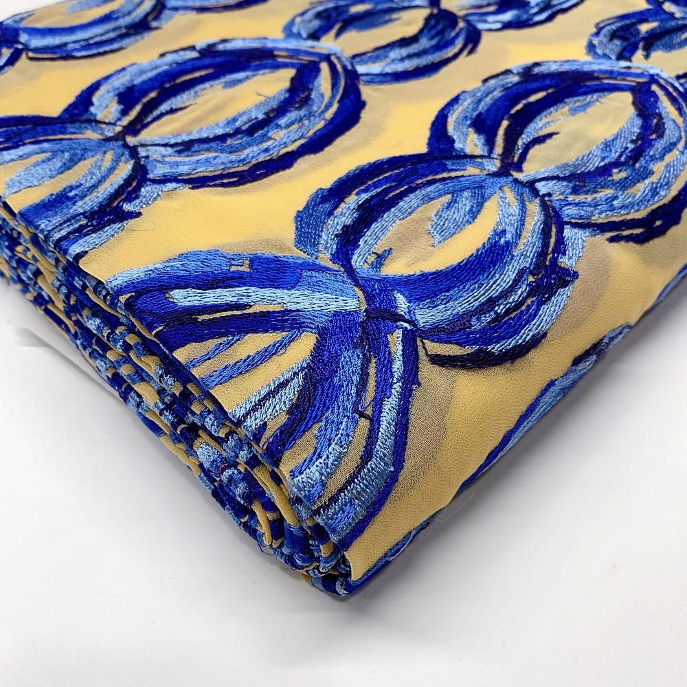 Embroidery Work on Georgette Fabric, shown on white cotton