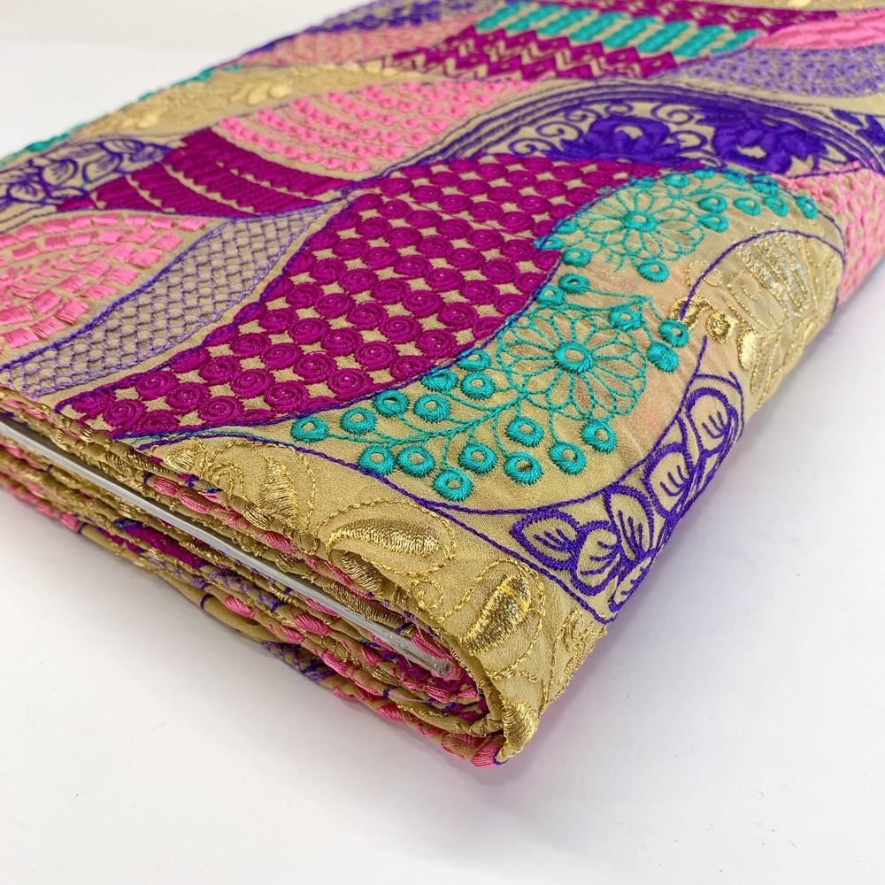 Embroidery Work on Georgette Fabric, shown on white cotton