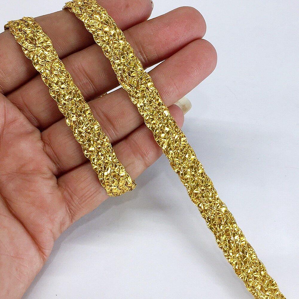 10mm Knitted Decorative Ribbon, shown on white cotton