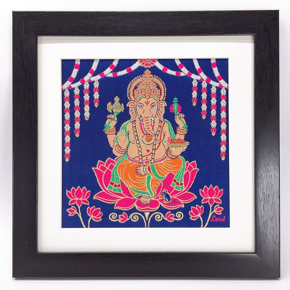 Lami Woven Ganesha Art Frame, shown on white cotton