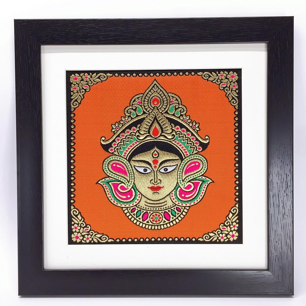 Lami Woven Durga Art Frame, shown on white cotton