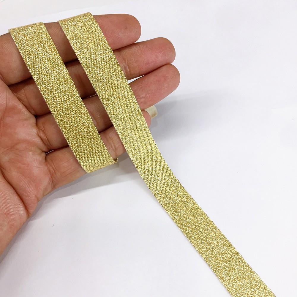15 mm Metallic Glitter Plain Ribbon, shown on white cotton