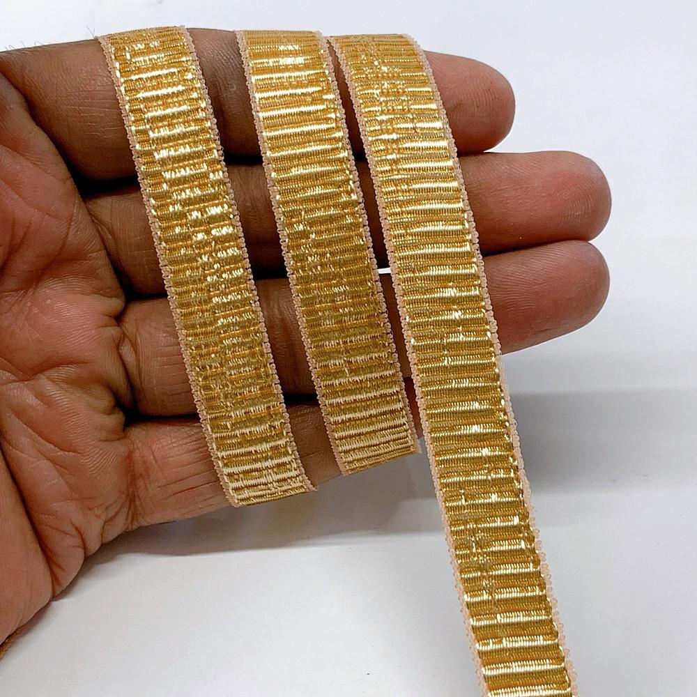 13 mm Shiny Metallic Loop Ribbon, shown on white cotton