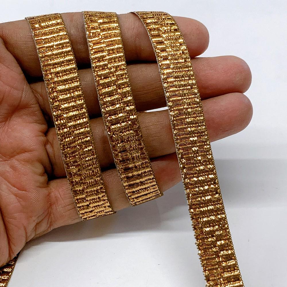 13 mm Shiny Metallic Loop Ribbon, shown on white cotton
