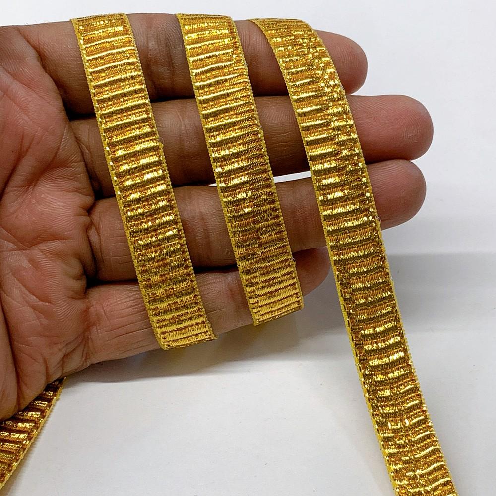13 mm Shiny Metallic Loop Ribbon, shown on white cotton