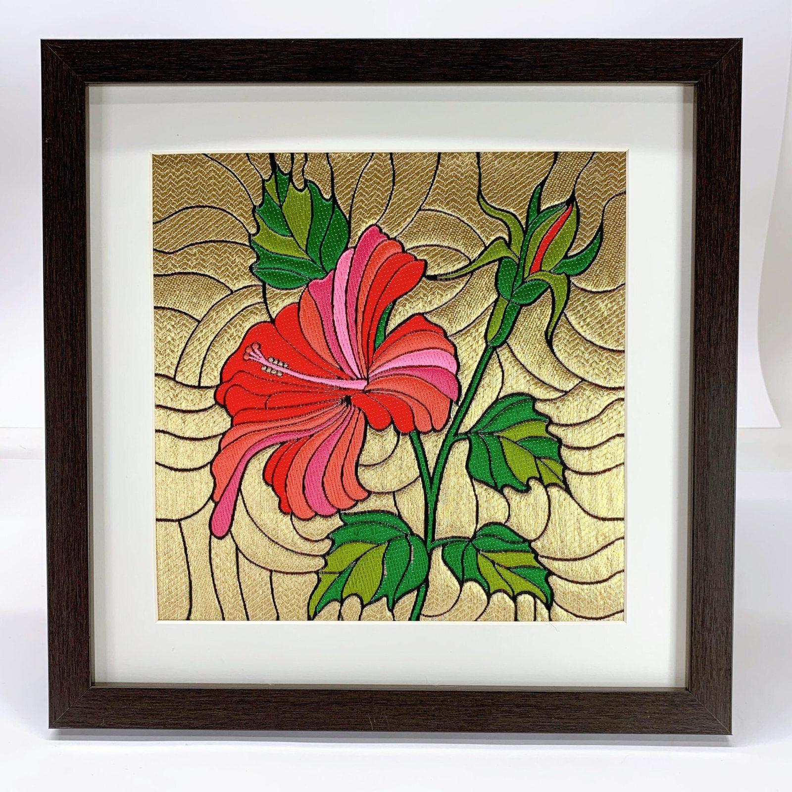 Flower Art Decor, Woven Flower Frame, Multicolour Flowers Painting, Wall Hanging Painting, Festival Gift ideas, Wall Design, Indian Deity, shown on white cotton