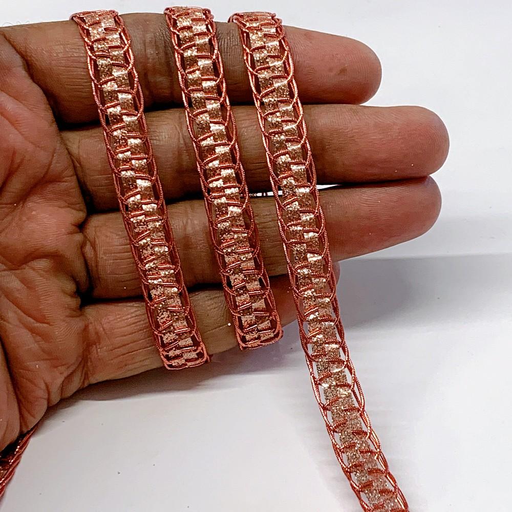 9 mm Knitted Decorative Ribbon, shown on white cotton