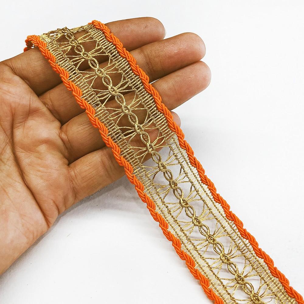 32 mm Colour Knitted Decorative Ribbon, shown on white cotton