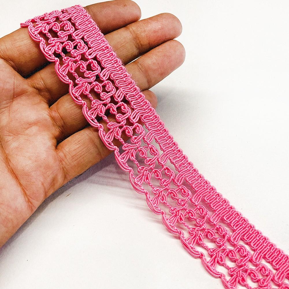 30mm Colour Knitted Decorative Ribbon, shown on white cotton