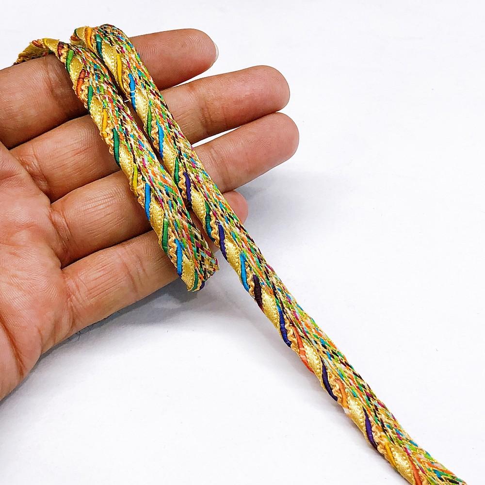 10mm Colour Knitted Decorative Ribbon, shown on white cotton