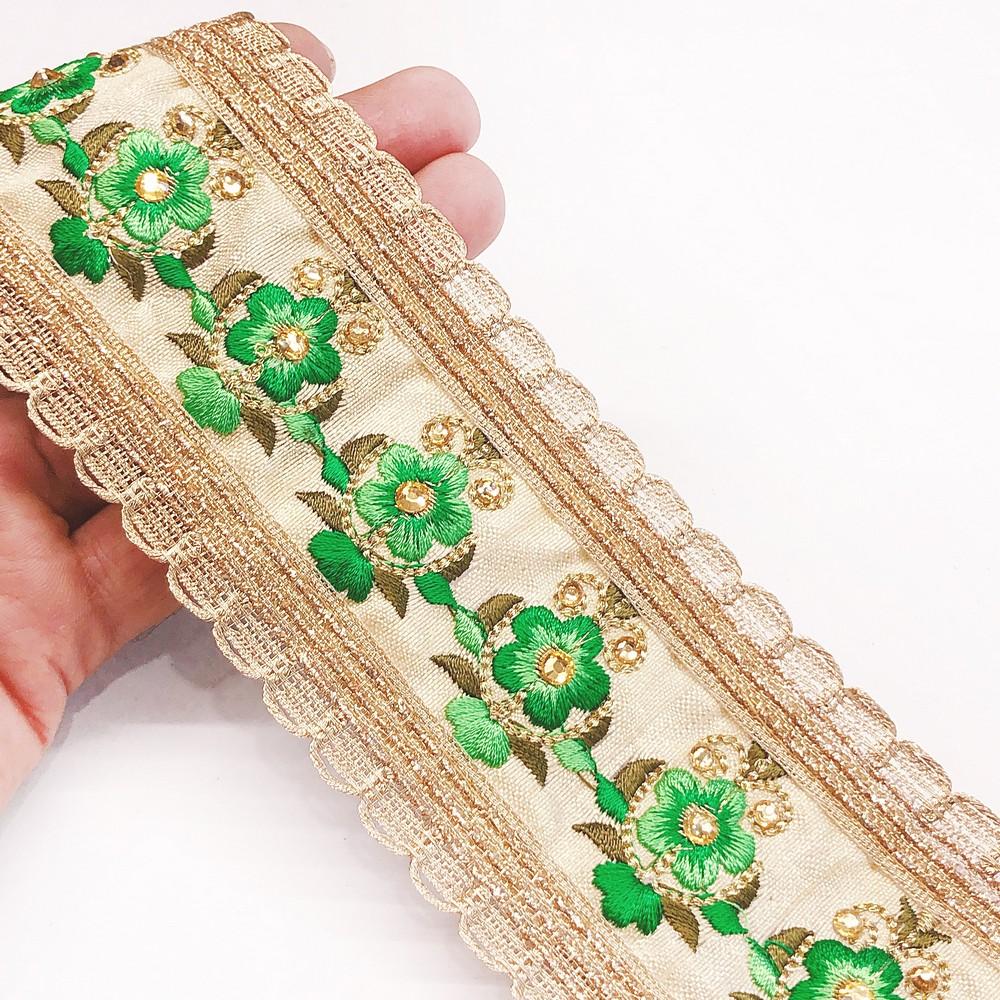 65mm Designer Embroidery Lace With Stone Work
