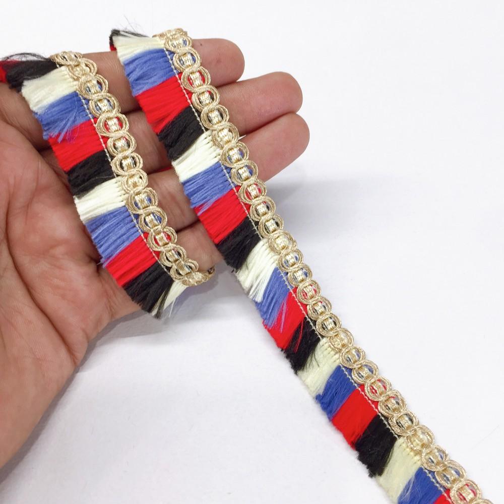 22 mm Designer Metallic Fringe, shown on white cotton
