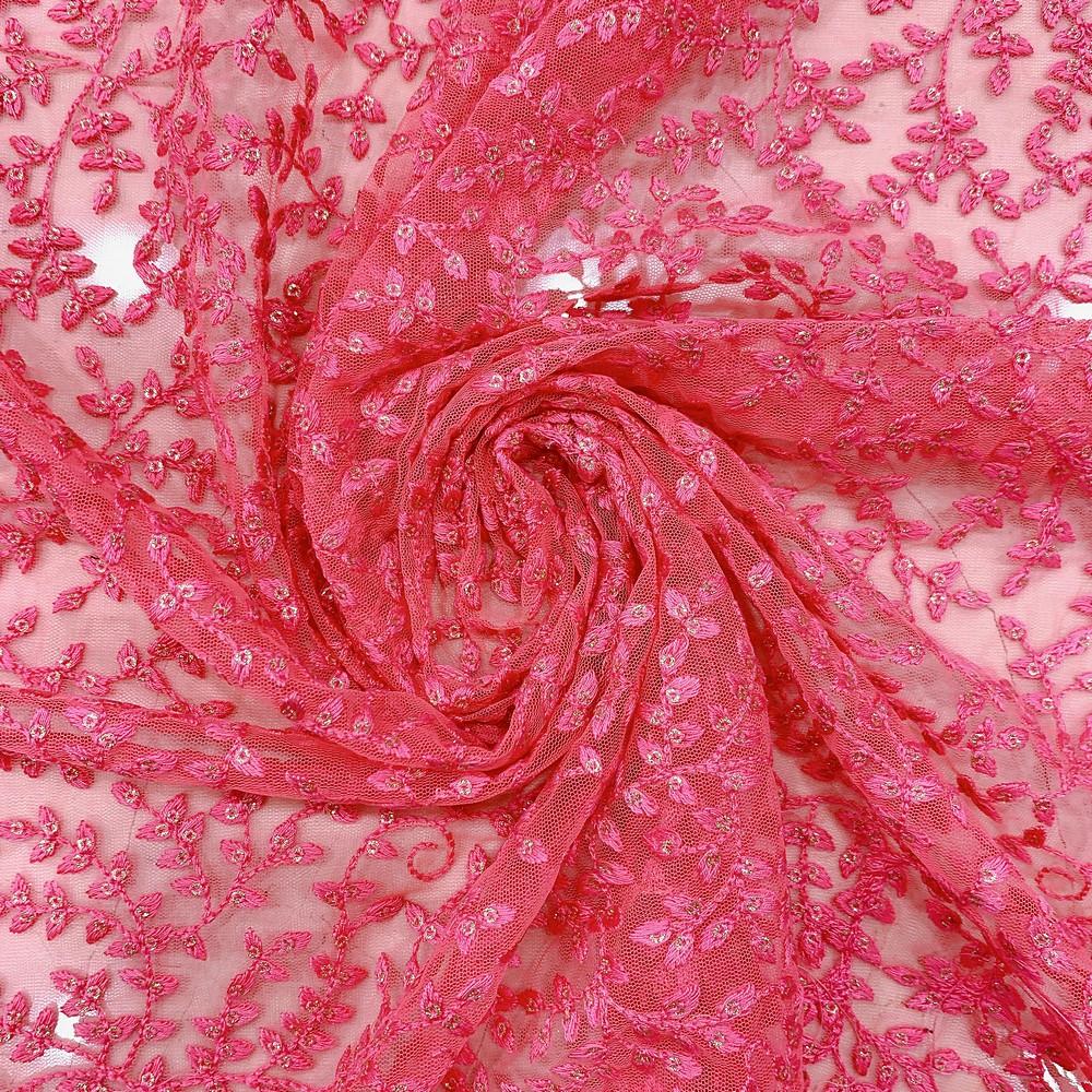 Jari Embroidery Work on Net Fabric, shown on white cotton