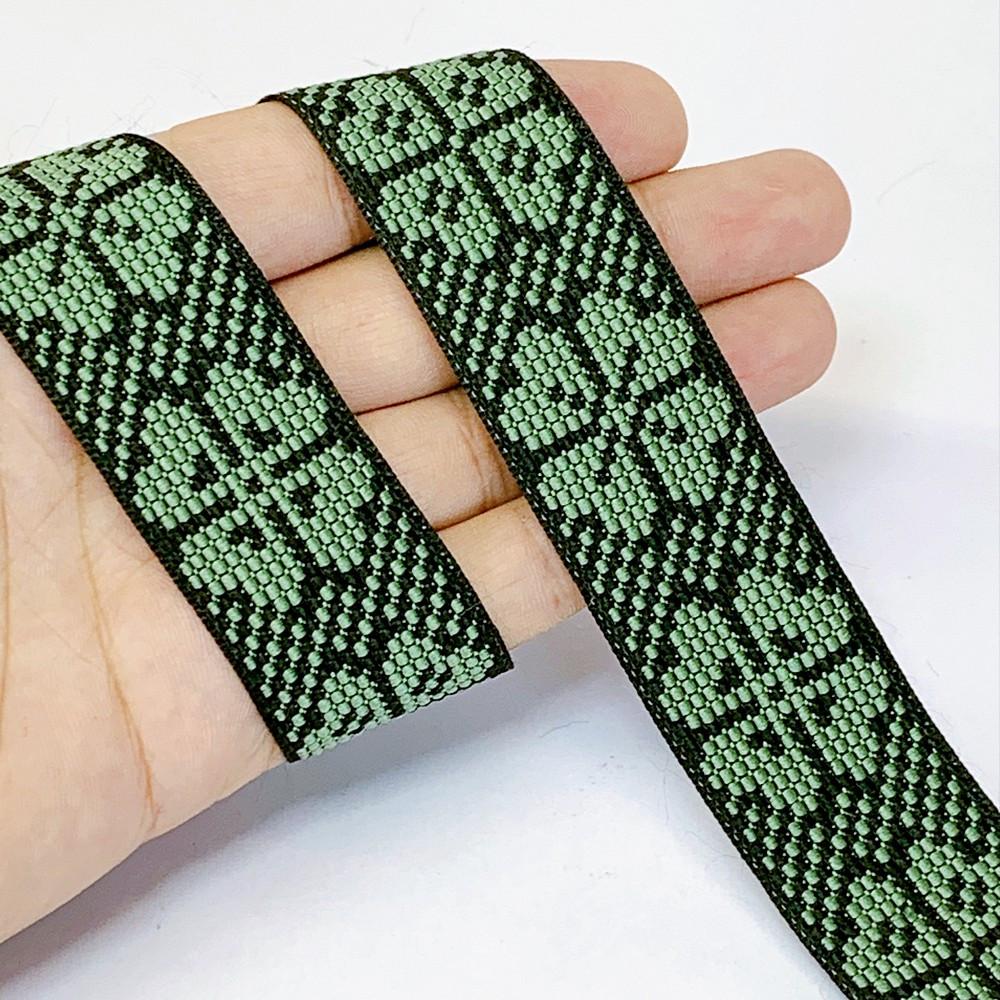 30mm Colorful Cross stich Jacquard Lace, shown on white cotton