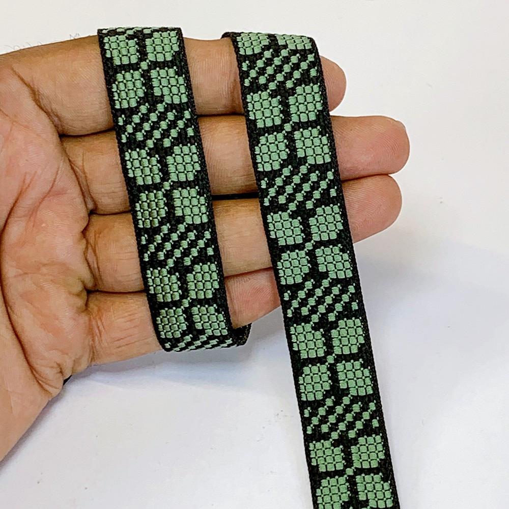 20mm Colorful Cross stich Jacquard Lace, shown on white cotton