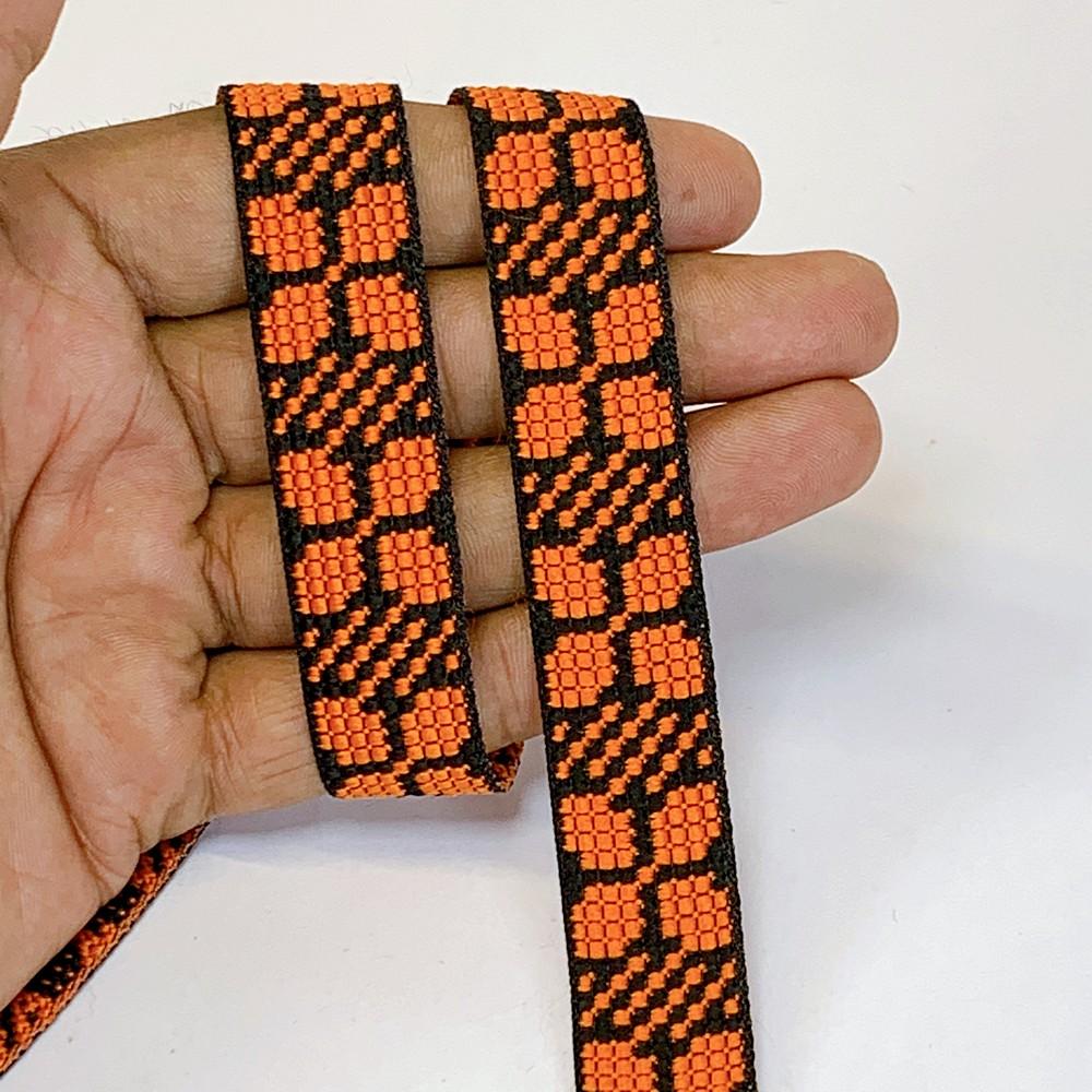 20mm Colorful Cross stich Jacquard Lace, shown on white cotton