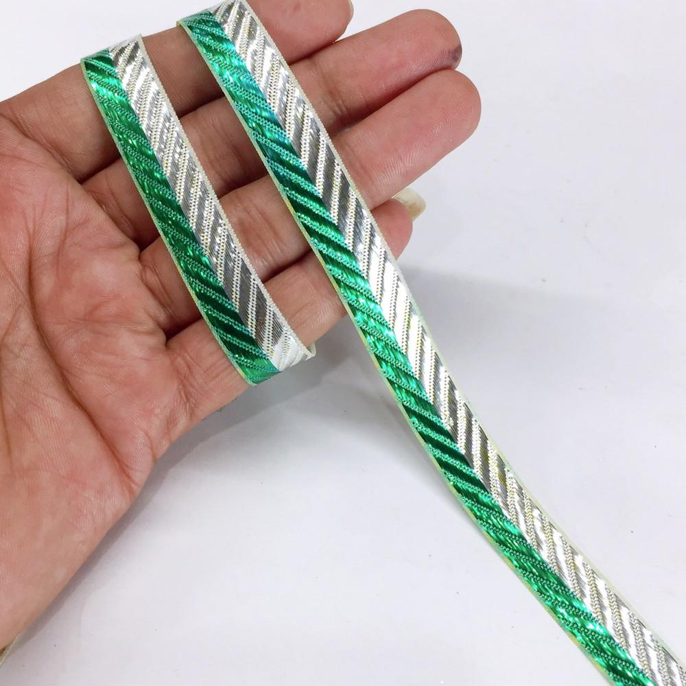 13 mm Double Color Metallic Ribbon For Decoration, shown on white cotton
