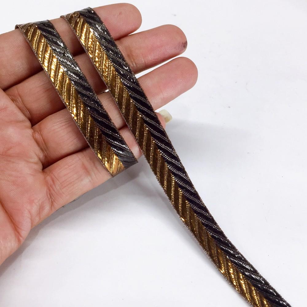 13 mm Double Color Metallic Ribbon For Decoration, shown on white cotton