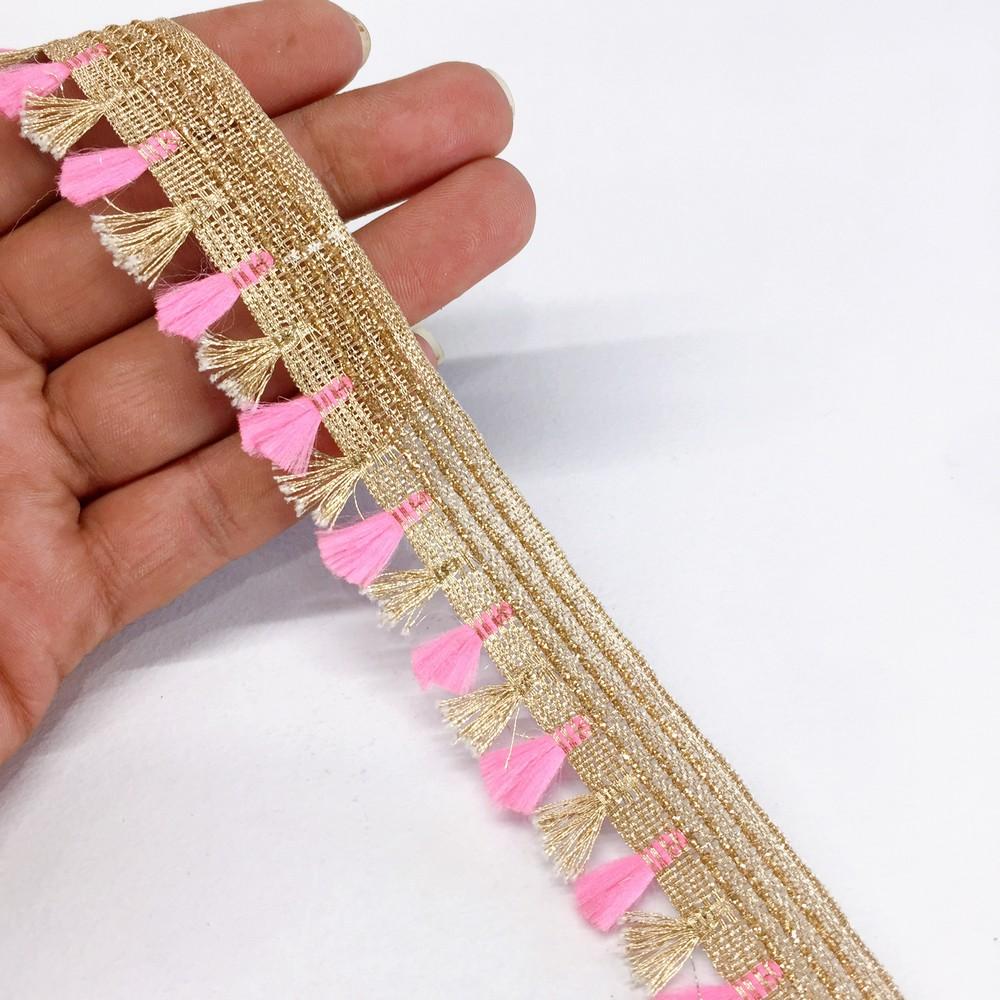 25mm Crochet Knitted Decorative Ribbon, shown on white cotton