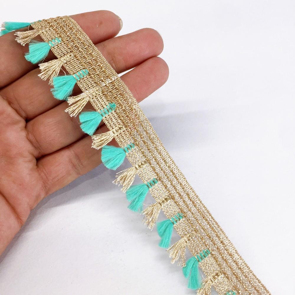 25mm Crochet Knitted Decorative Ribbon, shown on white cotton