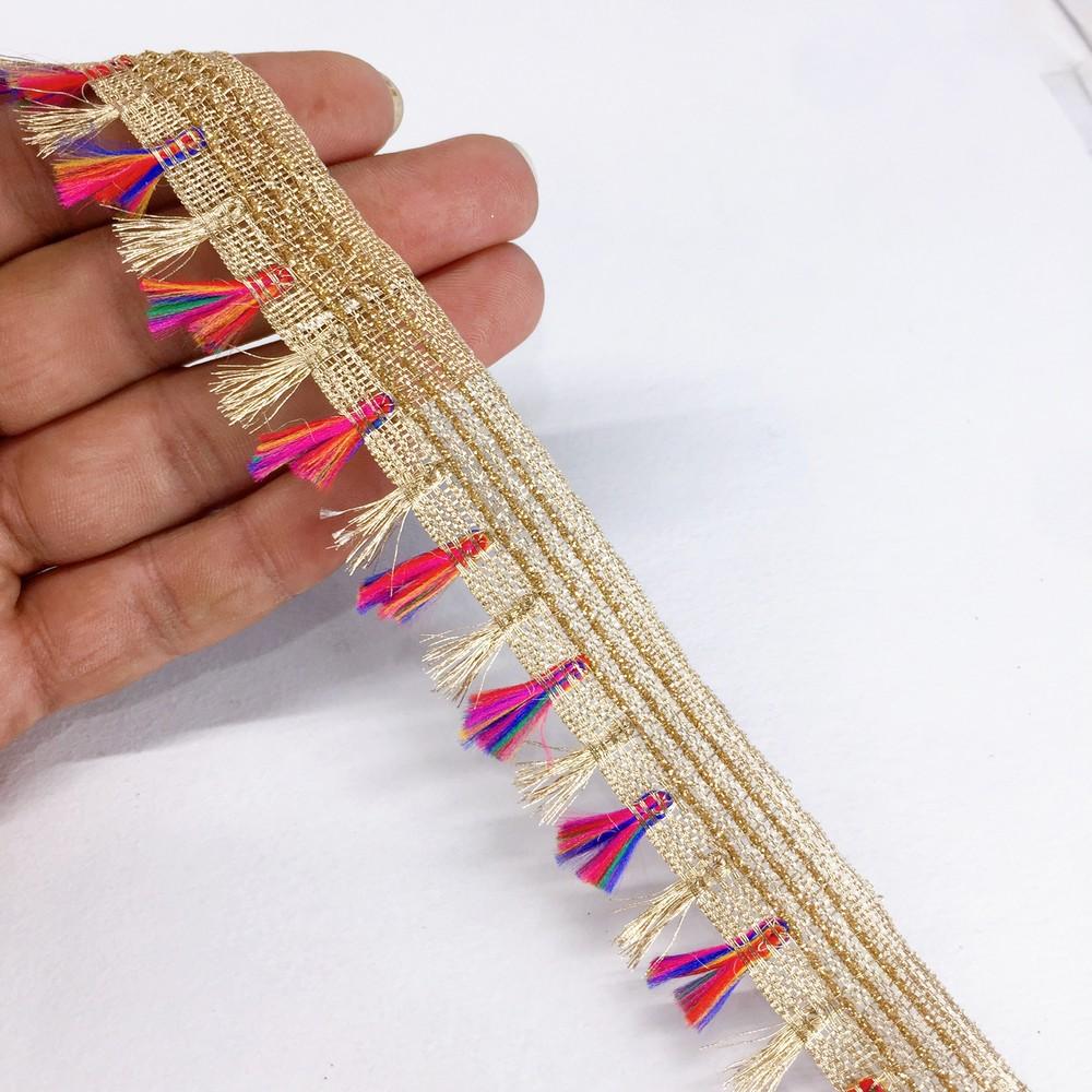 25mm Crochet Knitted Decorative Ribbon, shown on white cotton