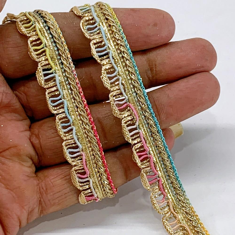 14 mm Crochet Knitted Decorative Ribbon, shown on white cotton