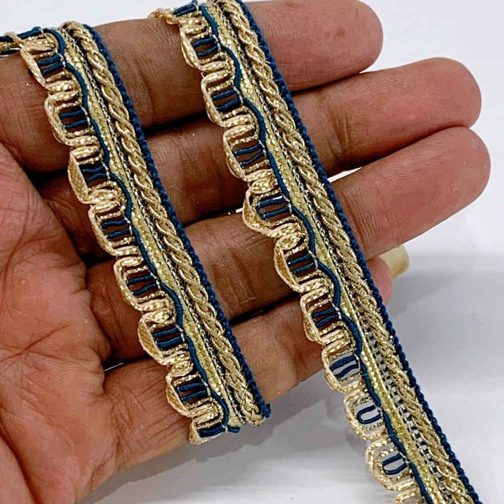 14 mm Crochet Knitted Decorative Ribbon, shown on white cotton