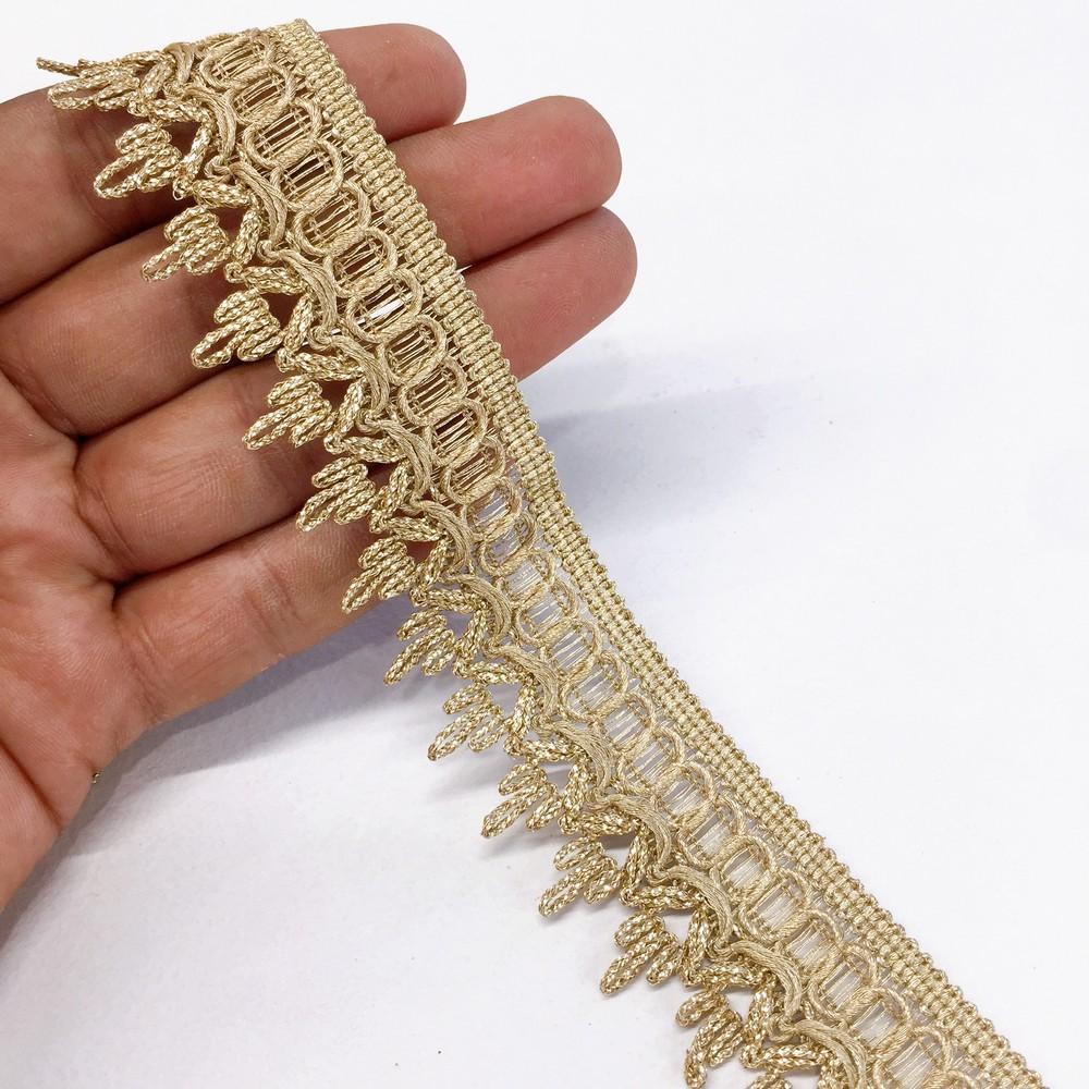 30mm Crochet Knitted Decorative Ribbon, shown on white cotton