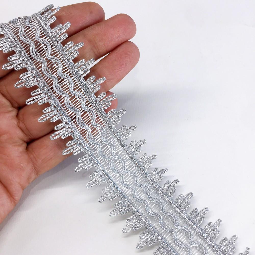 42 mm Crochet Knitted Decorative Ribbon, shown on white cotton