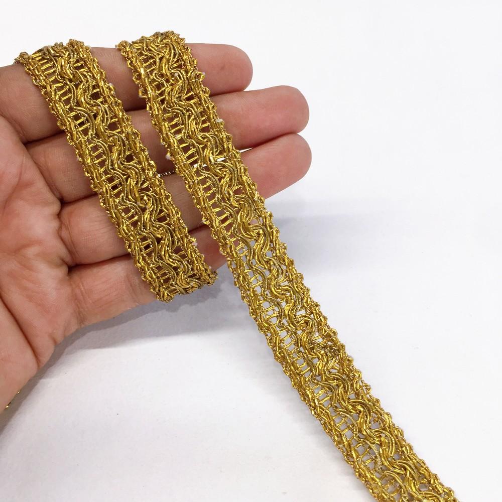 17 mm Crochet Knitted Decorative Ribbon, shown on white cotton