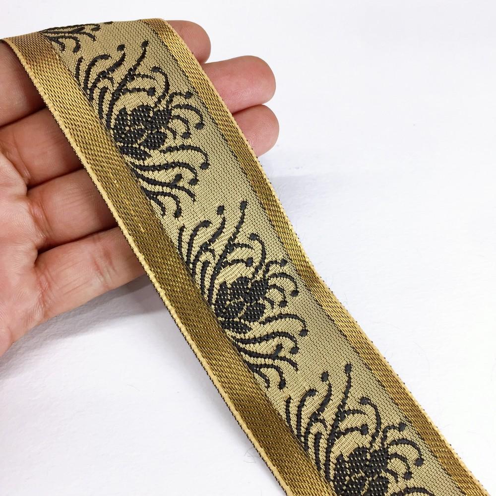 42 mm Designer Colorful Jacquard Lace, shown on white cotton