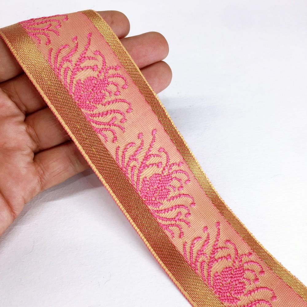 42 mm Designer Colorful Jacquard Lace, shown on white cotton