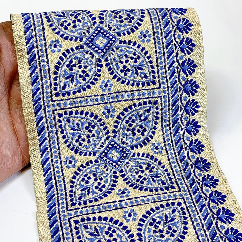 110mm Navratri Special Designer Banarasi Lace, shown on white cotton