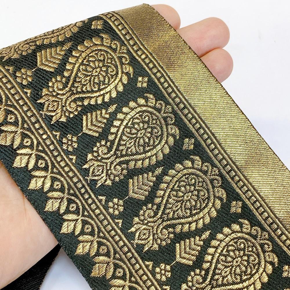 100mm Designer Banarasi Lace, shown on white cotton