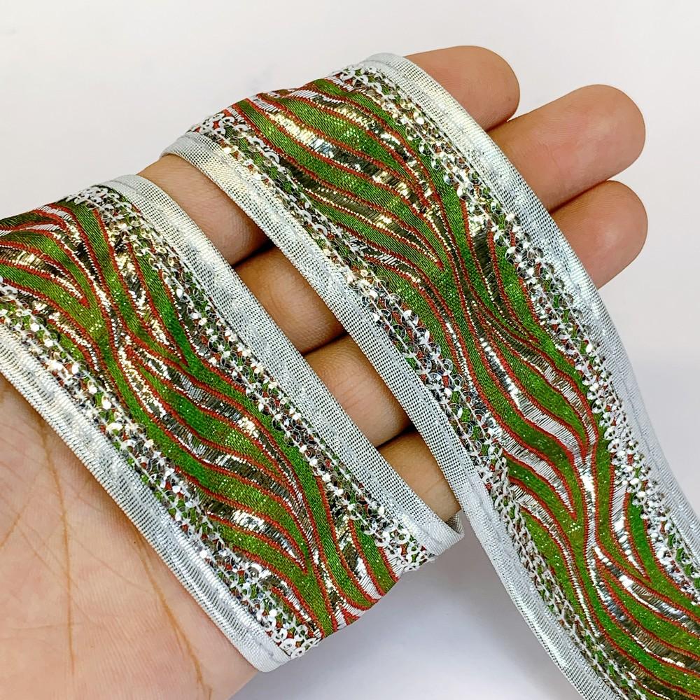 38 mm Designer Velo Fabric Jacquard Lace, shown on white cotton