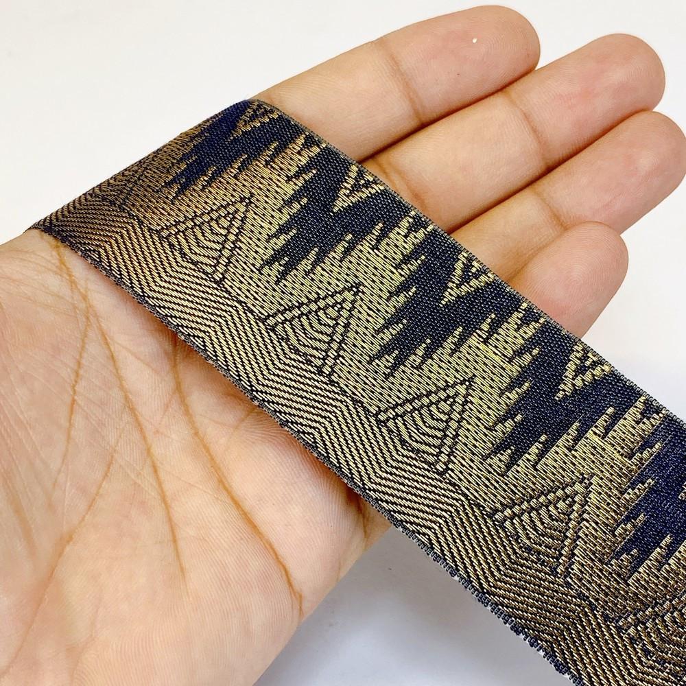 40mm Designer Banarasi Jacquard Lace, shown on white cotton