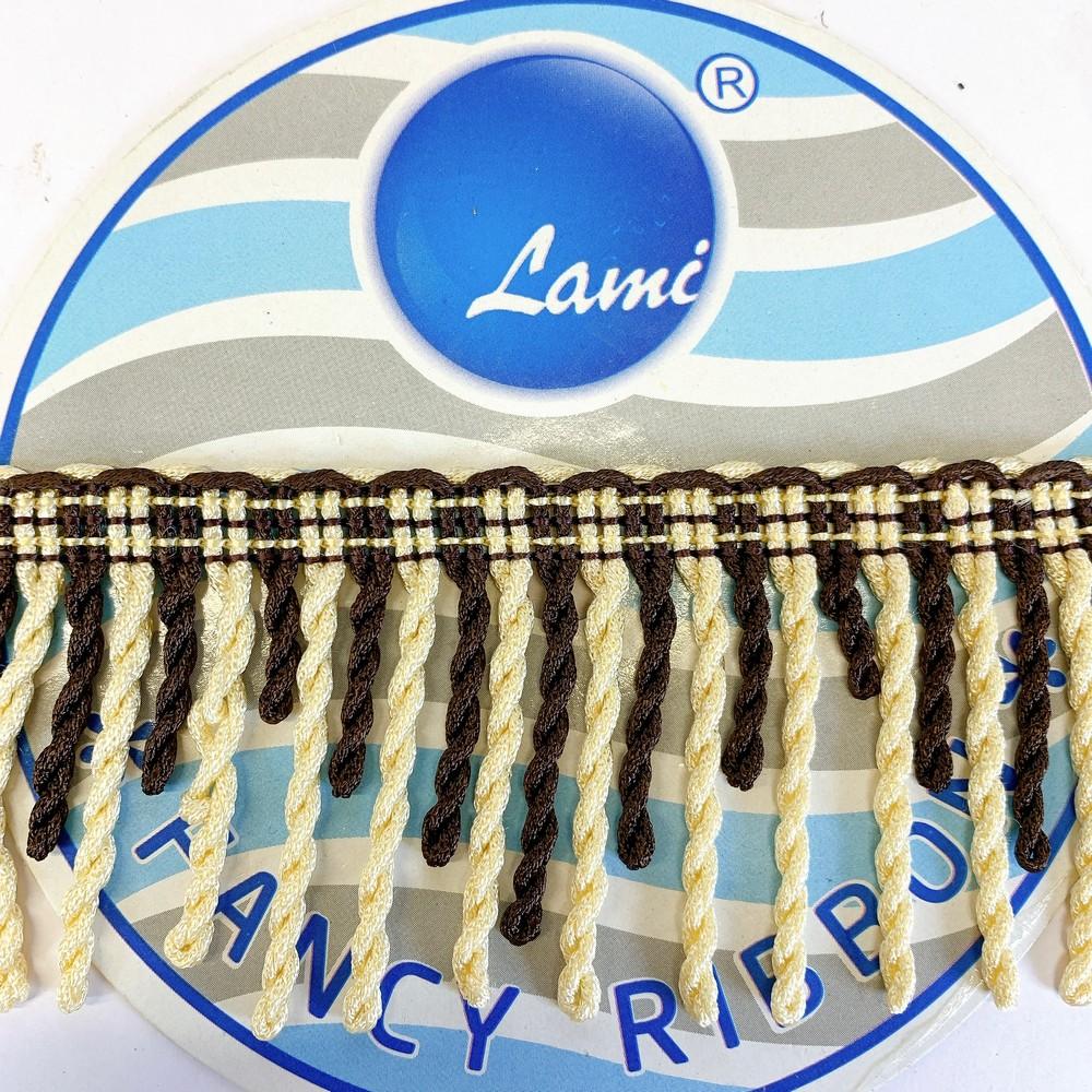 76 mm Designer Viscose Bullion Fringe, shown on white cotton