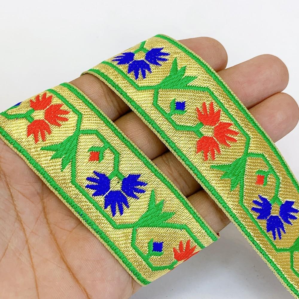 30mm Designer Jacquard Lace, shown on white cotton