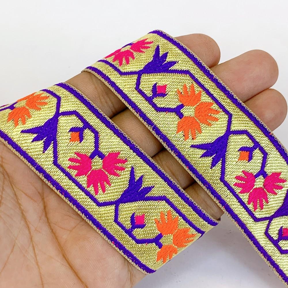 30mm Designer Jacquard Lace, shown on white cotton
