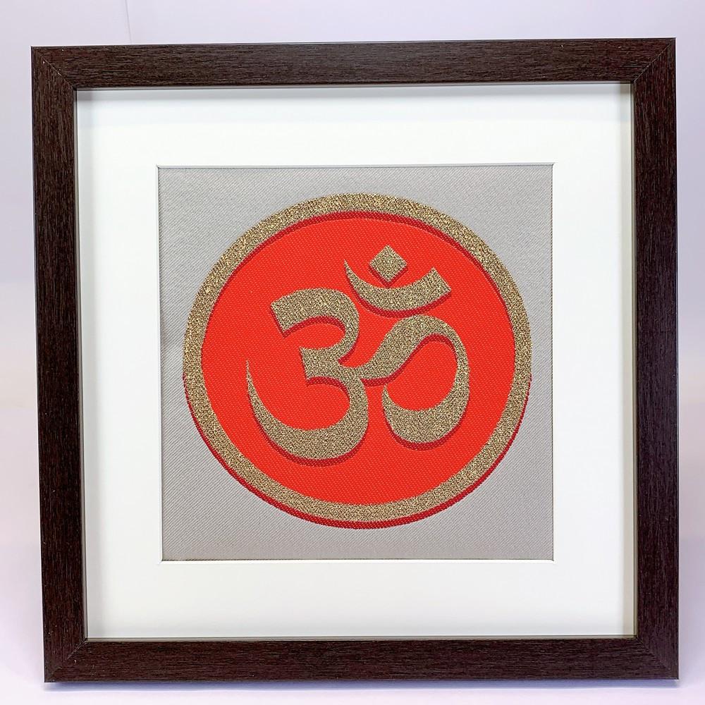 Lami Woven Om Art Frame, shown on white cotton