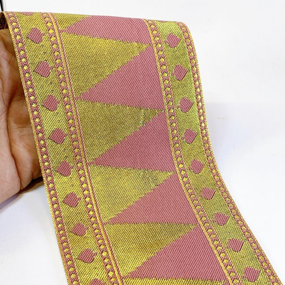 92 mm Designer Banarsi Jacquard Lace, shown on white cotton