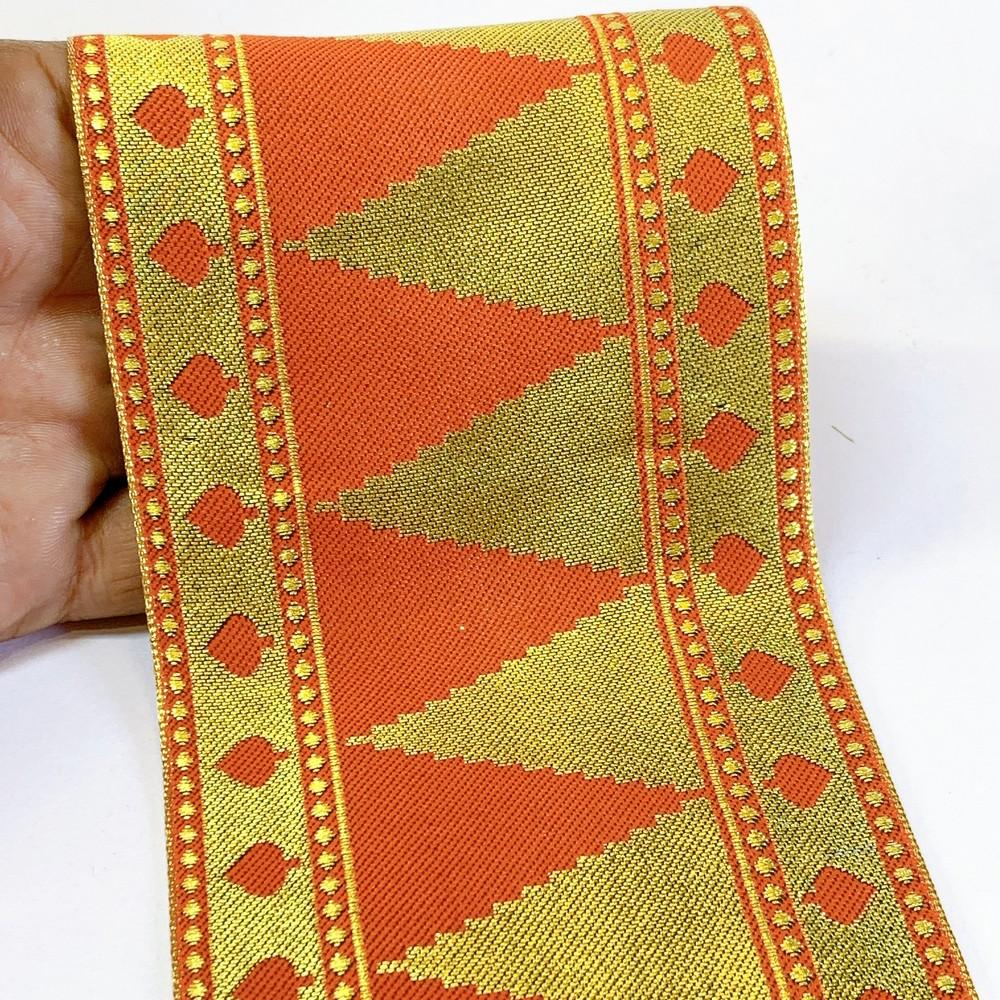 92 mm Designer Banarsi Jacquard Lace, shown on white cotton