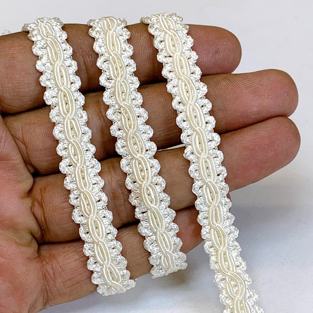 10mm Elegant Gimp Narrow Braided Trim, shown on white cotton