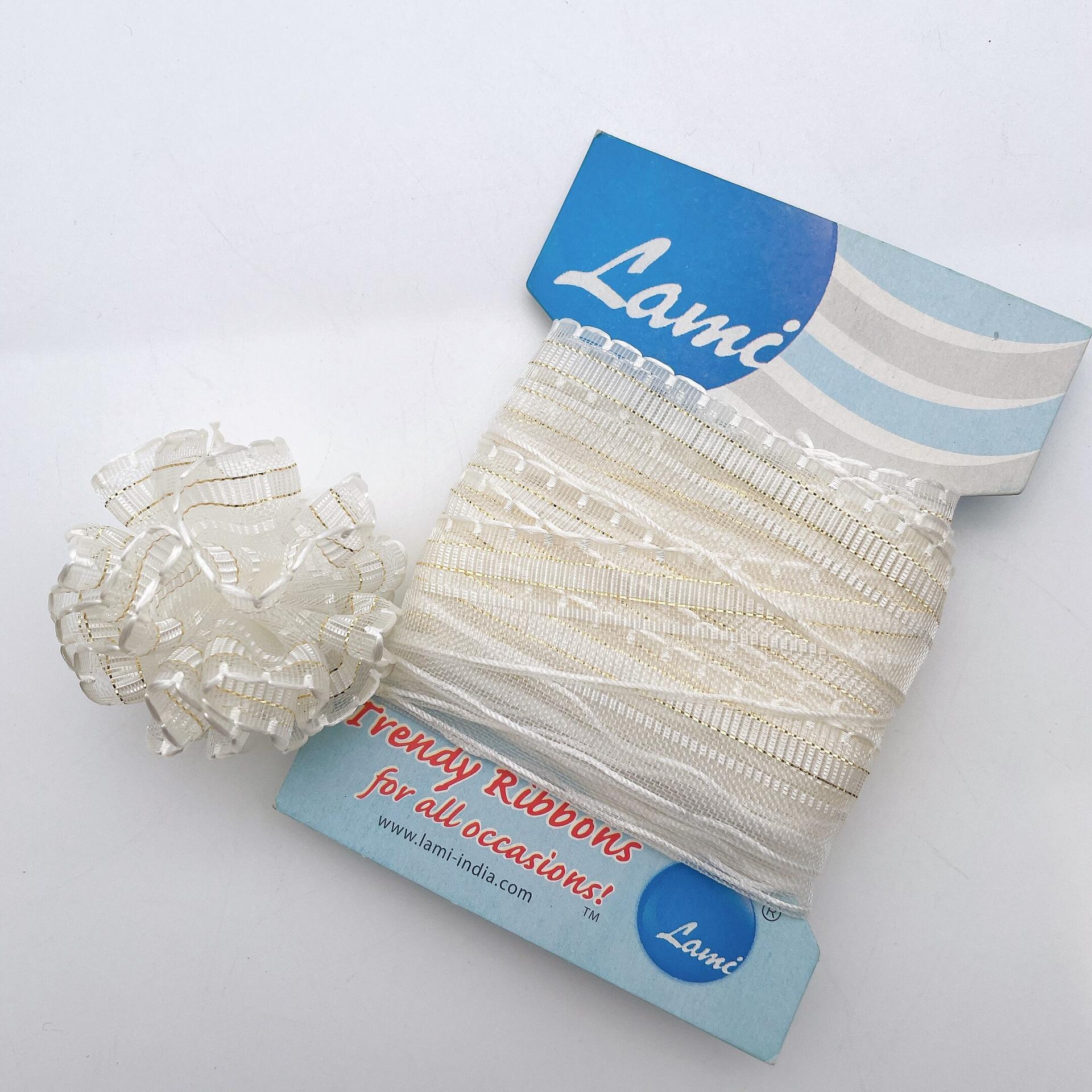 20mm Pullbow Gift Wrap Ribbon, shown on white cotton