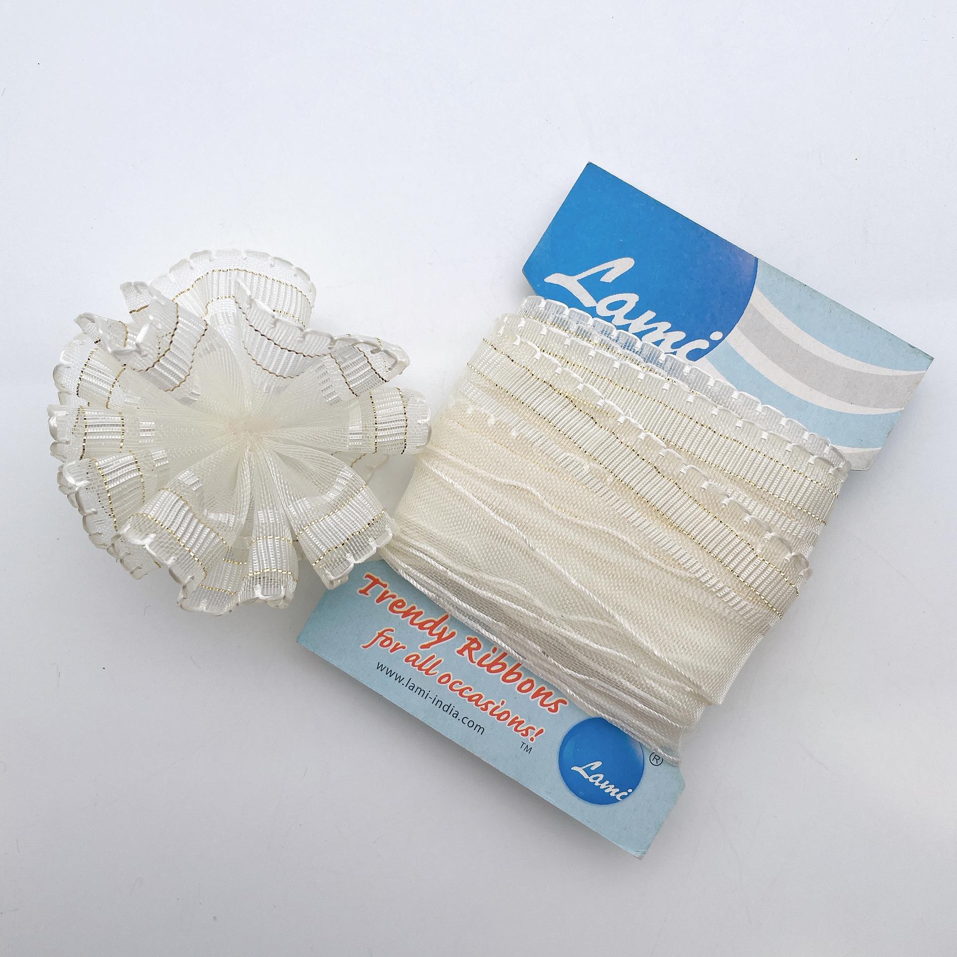 35mm Pullbow Gift Wrap Ribbon, shown on white cotton