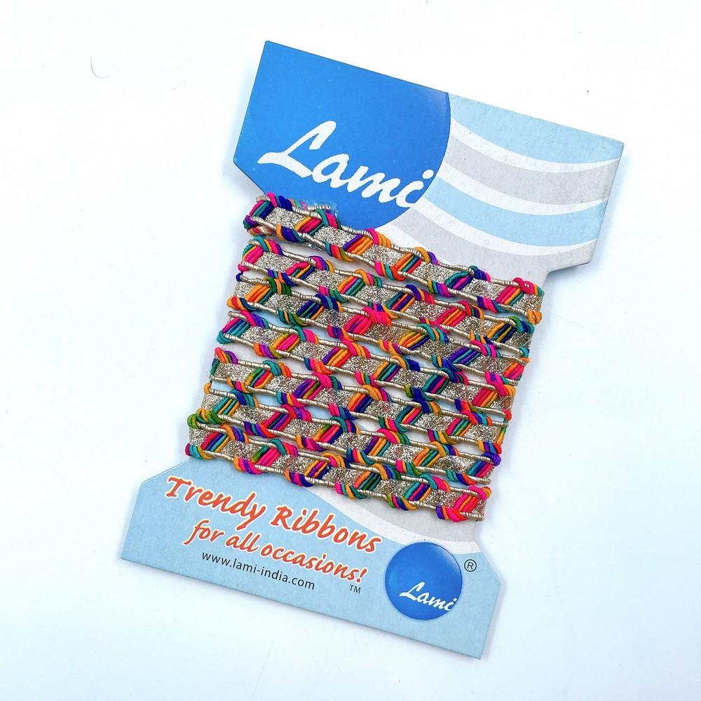 7mm Braided Zari Ribbon – 1 Meter Pack, shown on white cotton